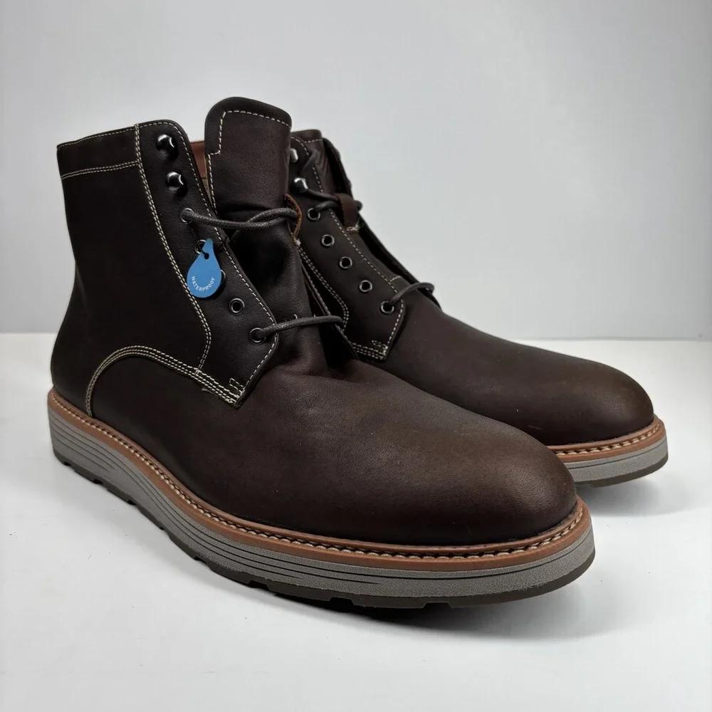 Johnston & Murphy Upton Lug Men's US‎ 13M Brown Oiled Leather Plain Toe Boots